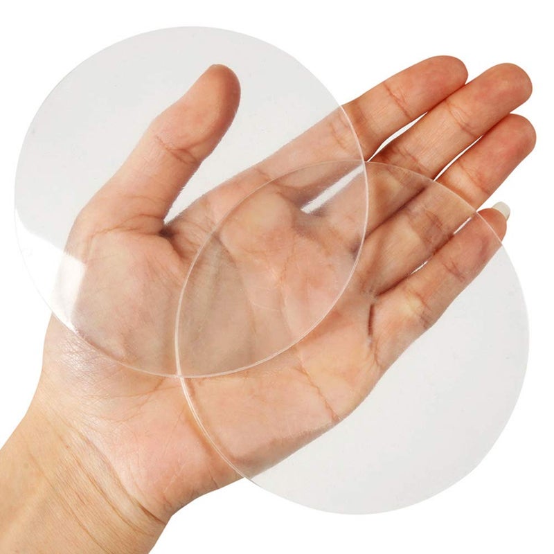 Xfenvs Door Knob Wall Shield, Transparent Round Soft Rubber Wall Protector Self Adhesive Door Handle Bumper Pack of 2 (Large Round Style 3.54"", Clear) - Image 1